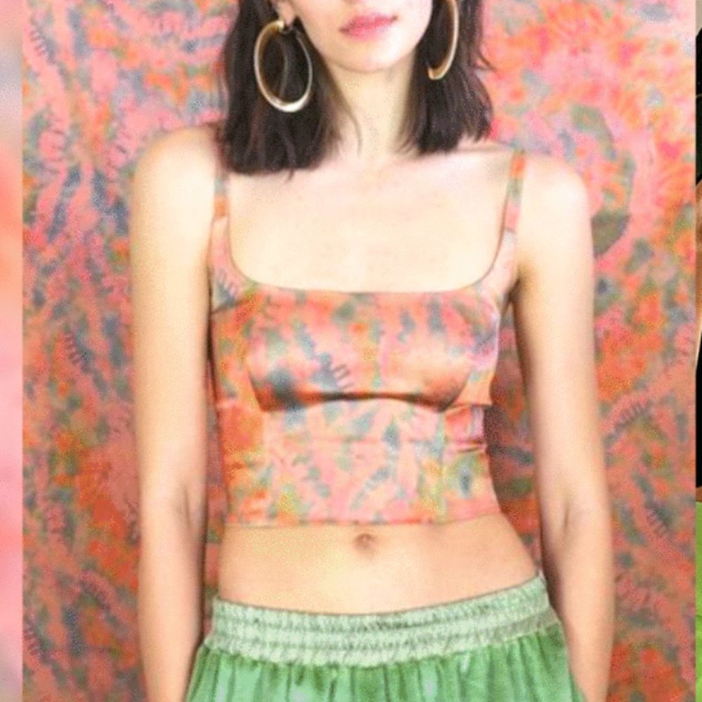 Mia Vesper Peach Watercolor Stretch Tiny Top S